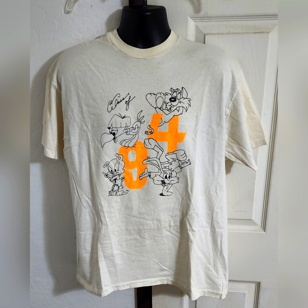 Hanes Beefy-T Shirt Mens Size XL Cream Vintage Single Stitched 1994 Looney‎ Tune